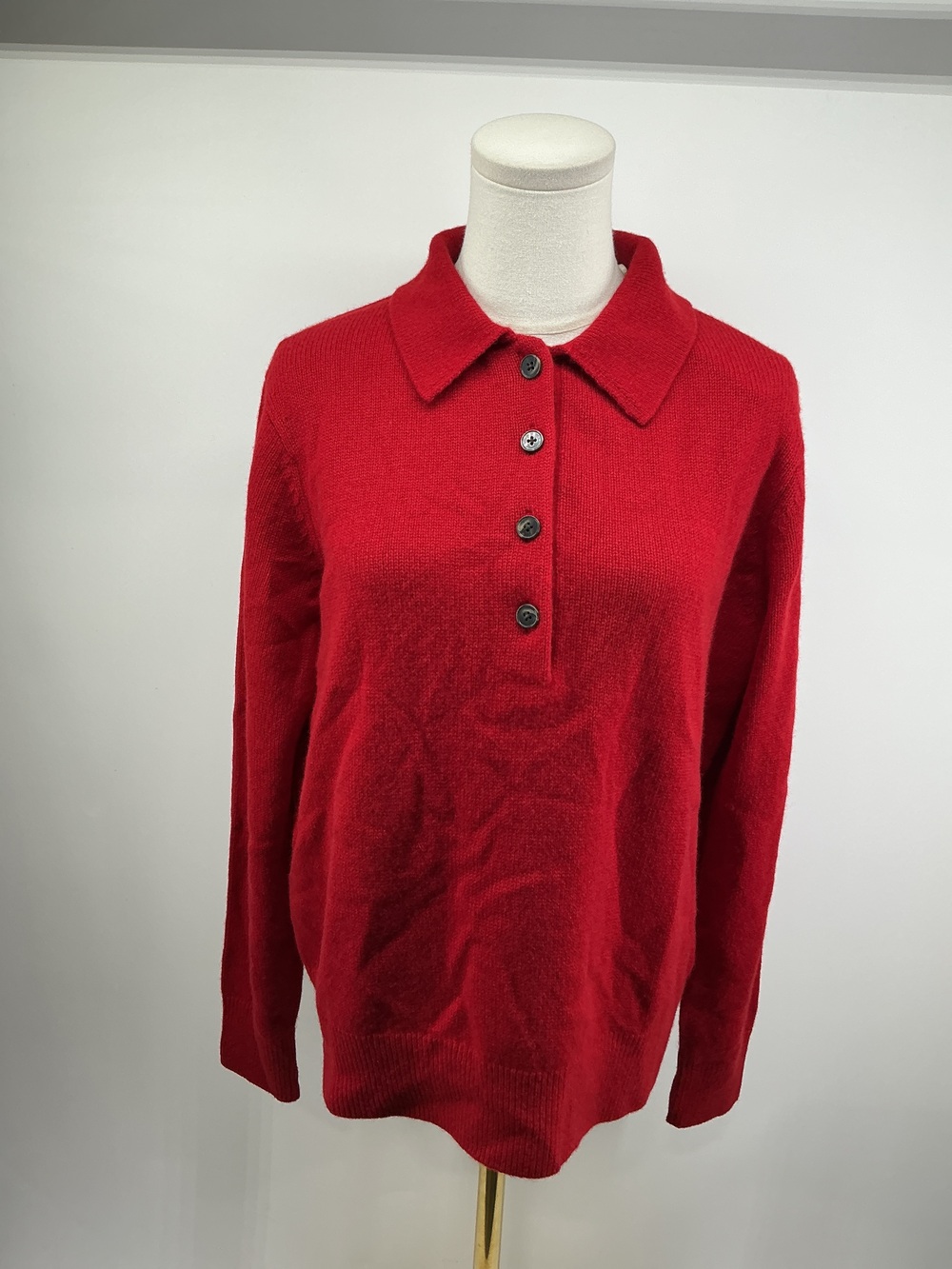 Mongolian Cashmere Button Polo Sweater